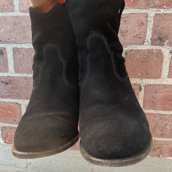 Isabel Marant Crisi Slouchy Black Suede Ankle Boots Booties sz 37 Hidden Wedge - Picture 11 of 15